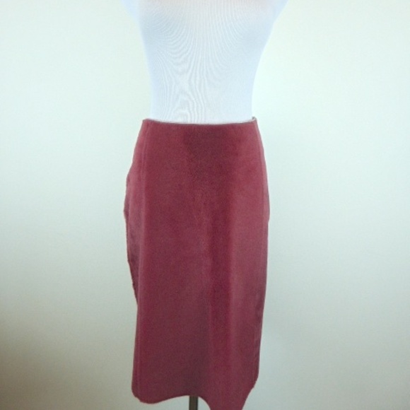 MARIA DI RIPABIANCA  red LAMB Hair calf LEATHER Skirt 12 i46 made in Italy - Picture 6 of 7